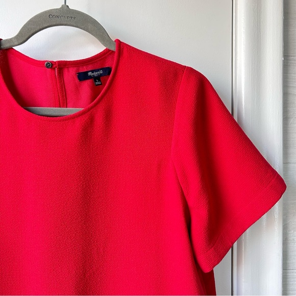 MADEWELL Textured Red A-Line Short Sleeve Blouse - Picture 4 of 8